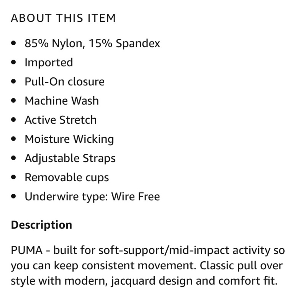 NEW Puma Performance sports bra active support - Picture 4 of 5